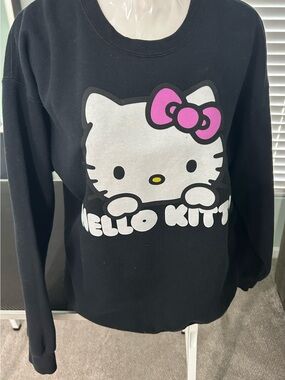 Sanrio Hello Kitty Black Sweatshirt with Pink Bow Accent